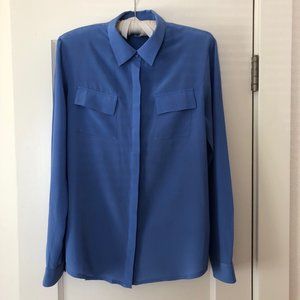 Garnet Hill Silk Blouse, Blue, Size 6